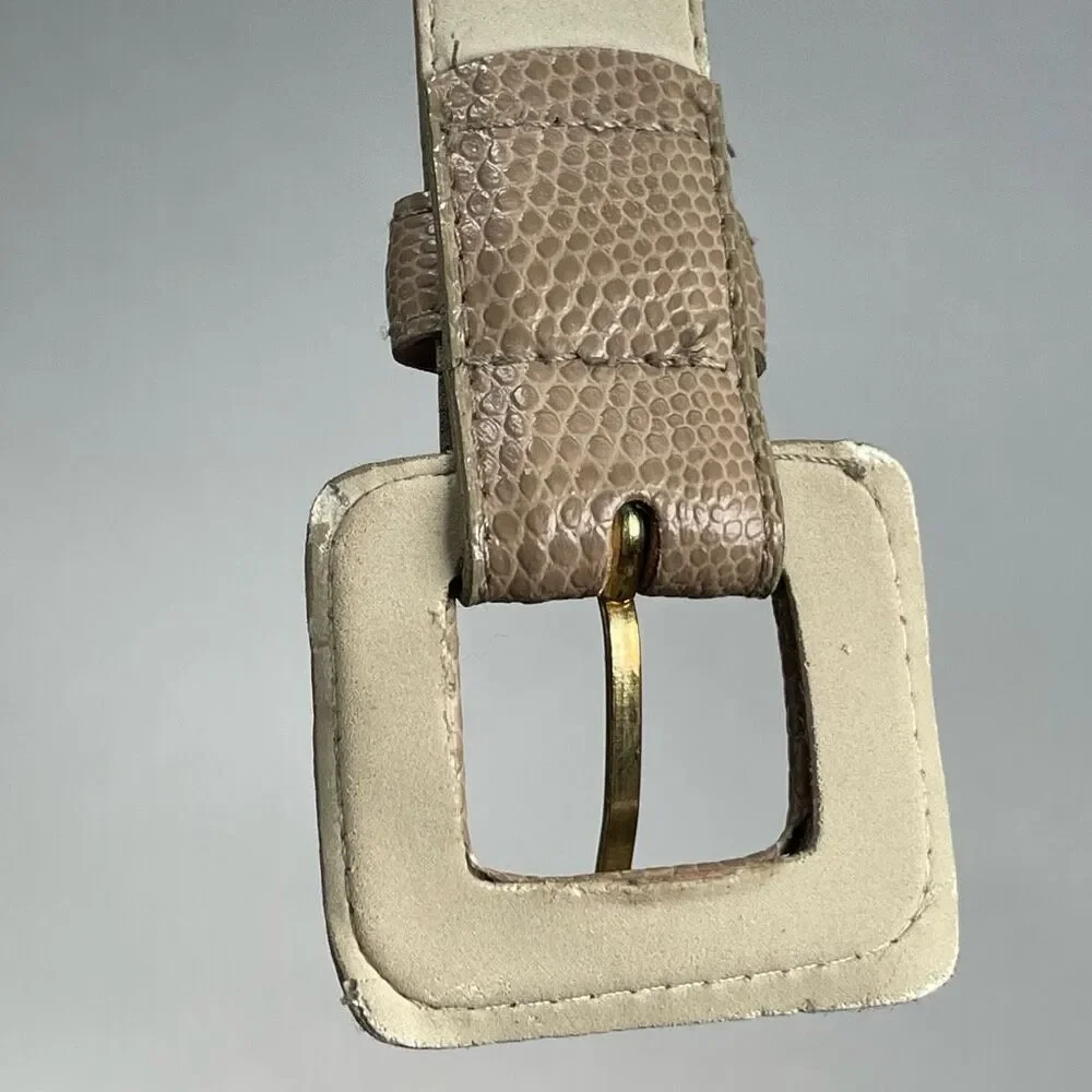 Vintage TAIL‎ Pebble Leather Belt Medium Beige Tan Retro Mid Century 29-32